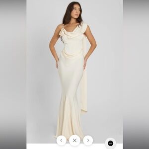 CELINE CORSET DRAPE SATIN GOWN - IVORY - SIZE SMALL, bridal shower/rehearsal